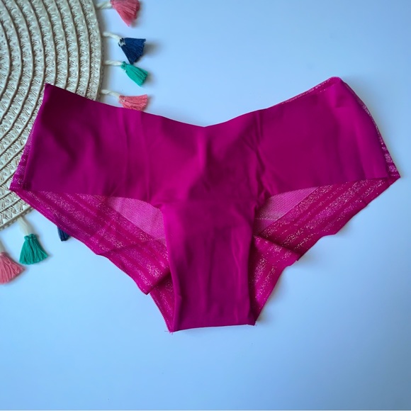 Victoria's Secret Shimmer No Show Cheeky Panty Wicked Rose NEW - Picture 3 of 8